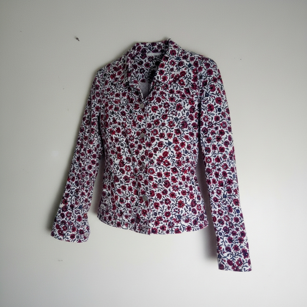 CHARTER CLUB Floral Button-Up Women's Top SIZE MEDIUM - Picture 3 of 7